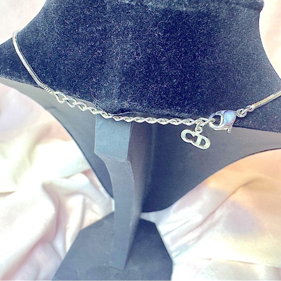 Dior Trotter 2 Necklace Navy Enamel Pendant Galliano Y2K Silver Rare Authentic - Picture 6 of 10